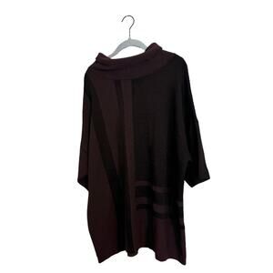 Ming Wang Burgundy Black Dolman Short Sleeve Tunic Sweater XL
